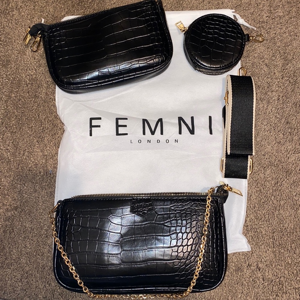 Femni London crossbody black leather